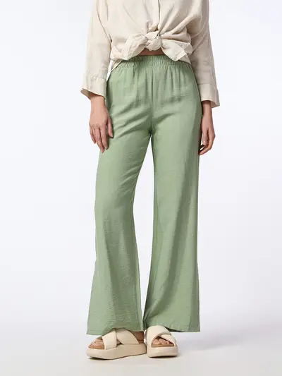 Брюки прямого кроя с эластичным поясом